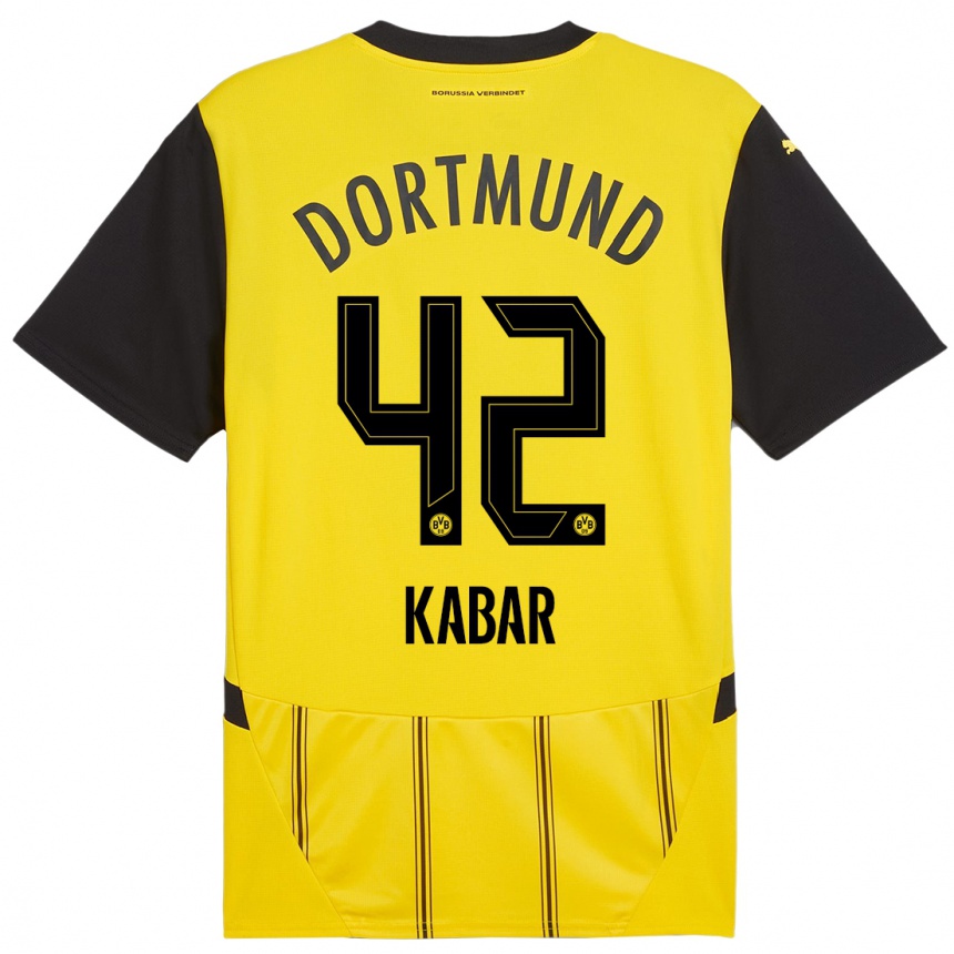 Enfant Football Maillot Almugera Kabar #42 Jaune Noir Tenues Domicile 2024/25