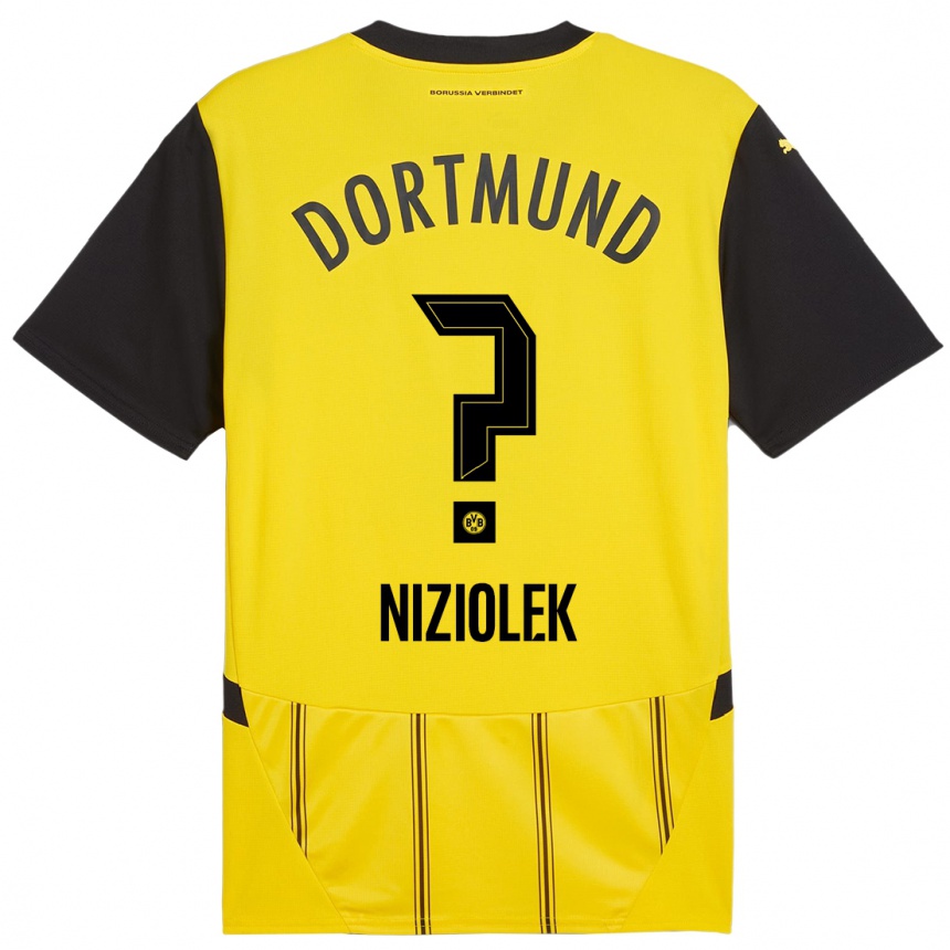 Enfant Football Maillot Alex Niziolek #0 Jaune Noir Tenues Domicile 2024/25