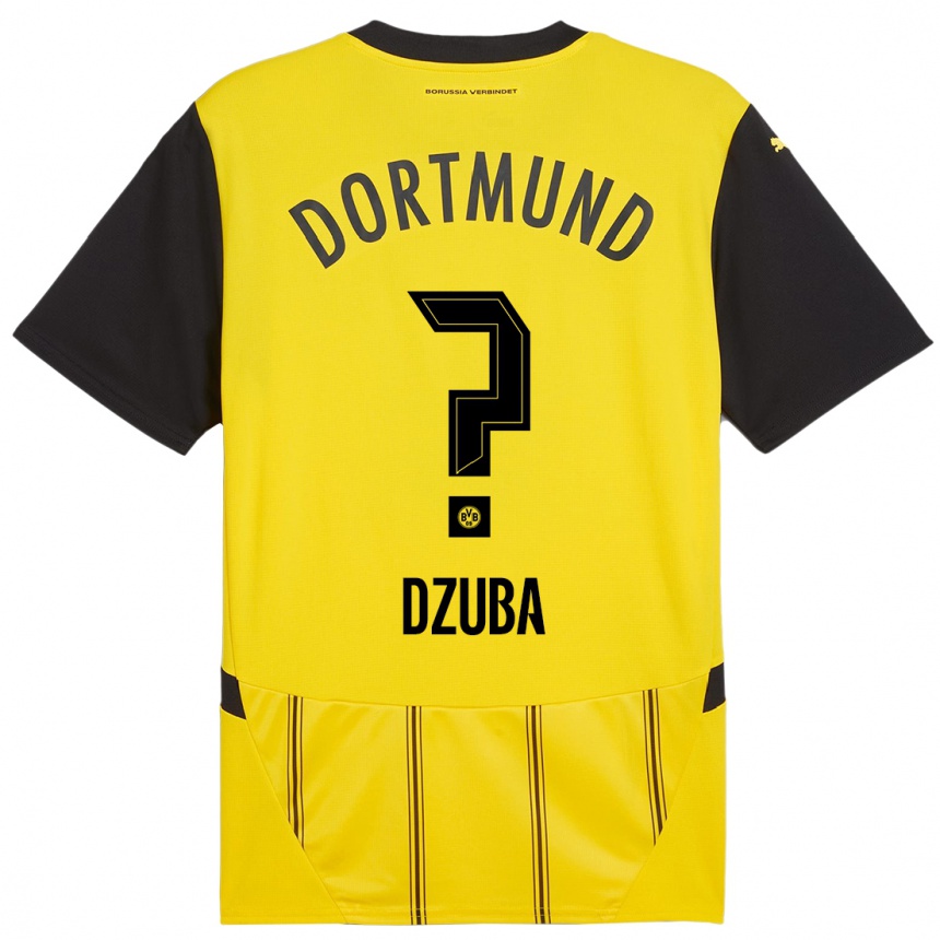 Enfant Football Maillot Fabian Dzuba #0 Jaune Noir Tenues Domicile 2024/25