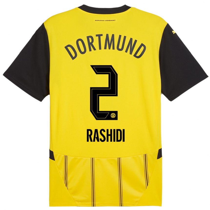 Enfant Football Maillot William Rashidi #2 Jaune Noir Tenues Domicile 2024/25