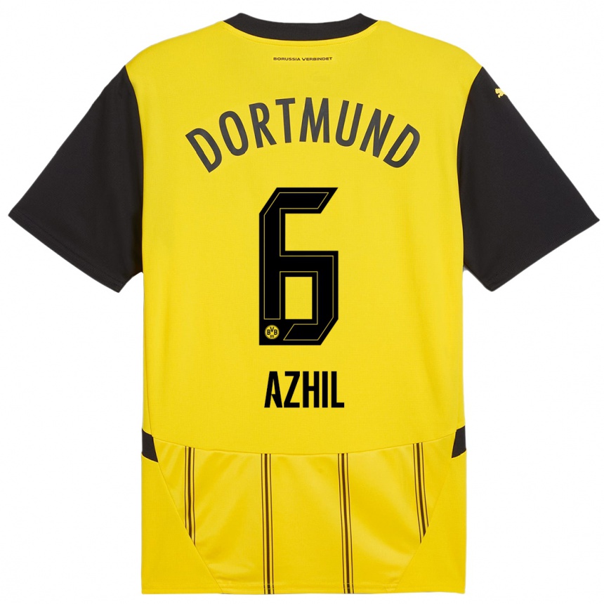 Enfant Football Maillot Ayman Azhil #6 Jaune Noir Tenues Domicile 2024/25