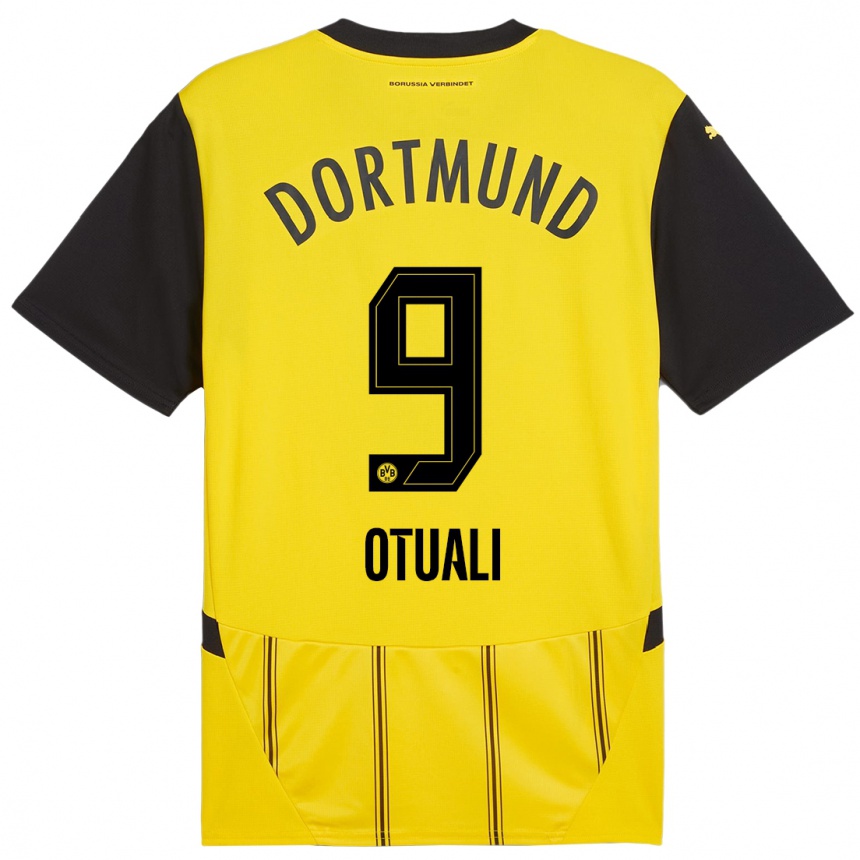 Enfant Football Maillot Moses Otuali #9 Jaune Noir Tenues Domicile 2024/25