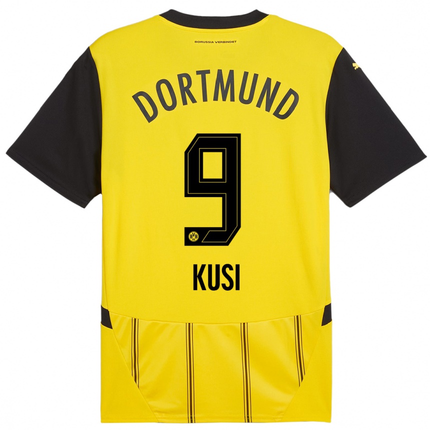 Enfant Football Maillot Jemain Kusi #9 Jaune Noir Tenues Domicile 2024/25