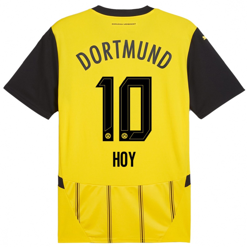 Enfant Football Maillot Justin Hoy #10 Jaune Noir Tenues Domicile 2024/25