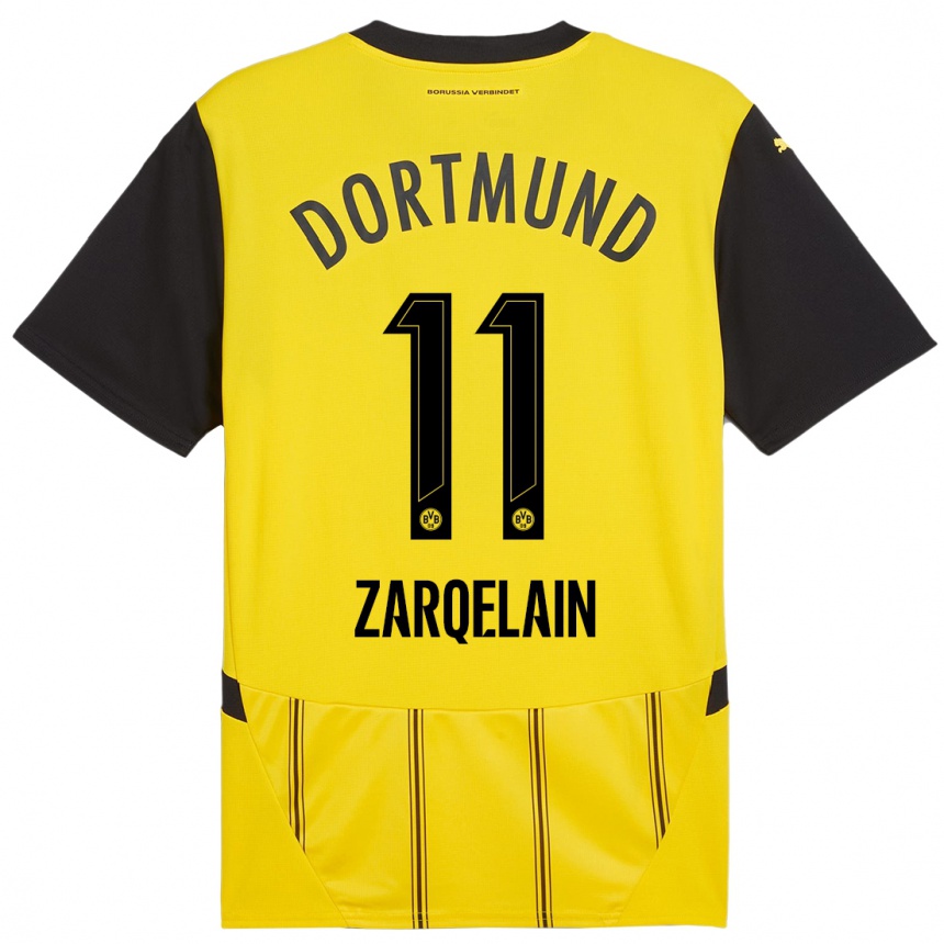 Enfant Football Maillot Fadi Zarqelain #11 Jaune Noir Tenues Domicile 2024/25