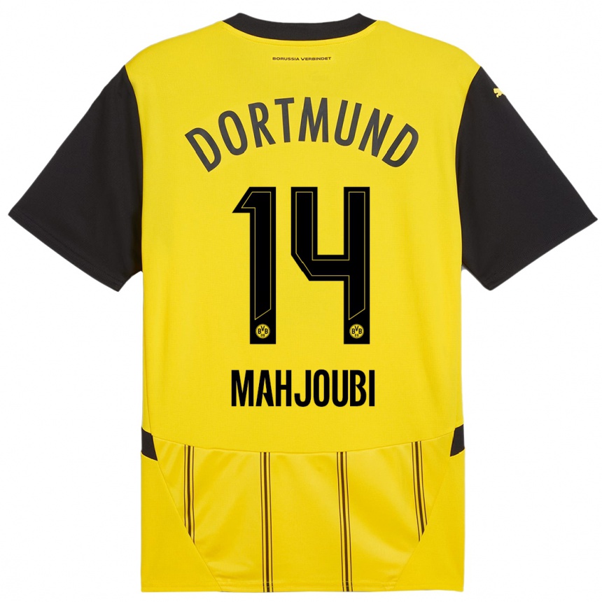 Enfant Football Maillot Anas Mahjoubi #14 Jaune Noir Tenues Domicile 2024/25