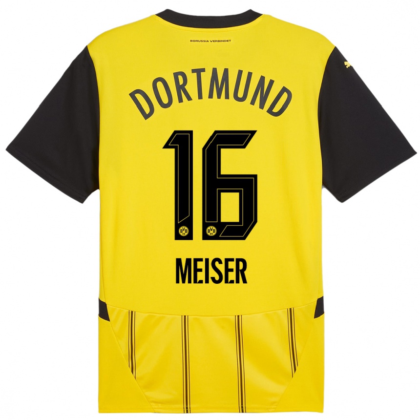 Enfant Football Maillot Tyler Meiser #16 Jaune Noir Tenues Domicile 2024/25