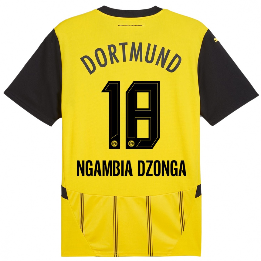 Enfant Football Maillot Diego Ngambia Dzonga #18 Jaune Noir Tenues Domicile 2024/25