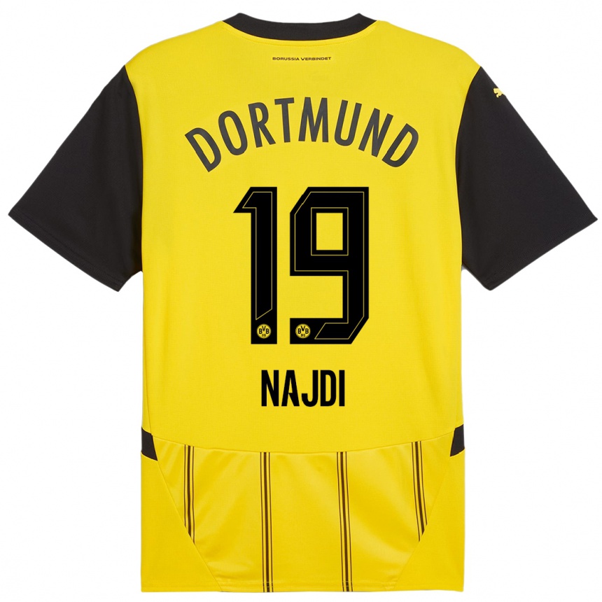 Enfant Football Maillot Ahmad Najdi #19 Jaune Noir Tenues Domicile 2024/25