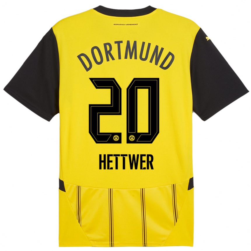 Enfant Football Maillot Julian Hettwer #20 Jaune Noir Tenues Domicile 2024/25