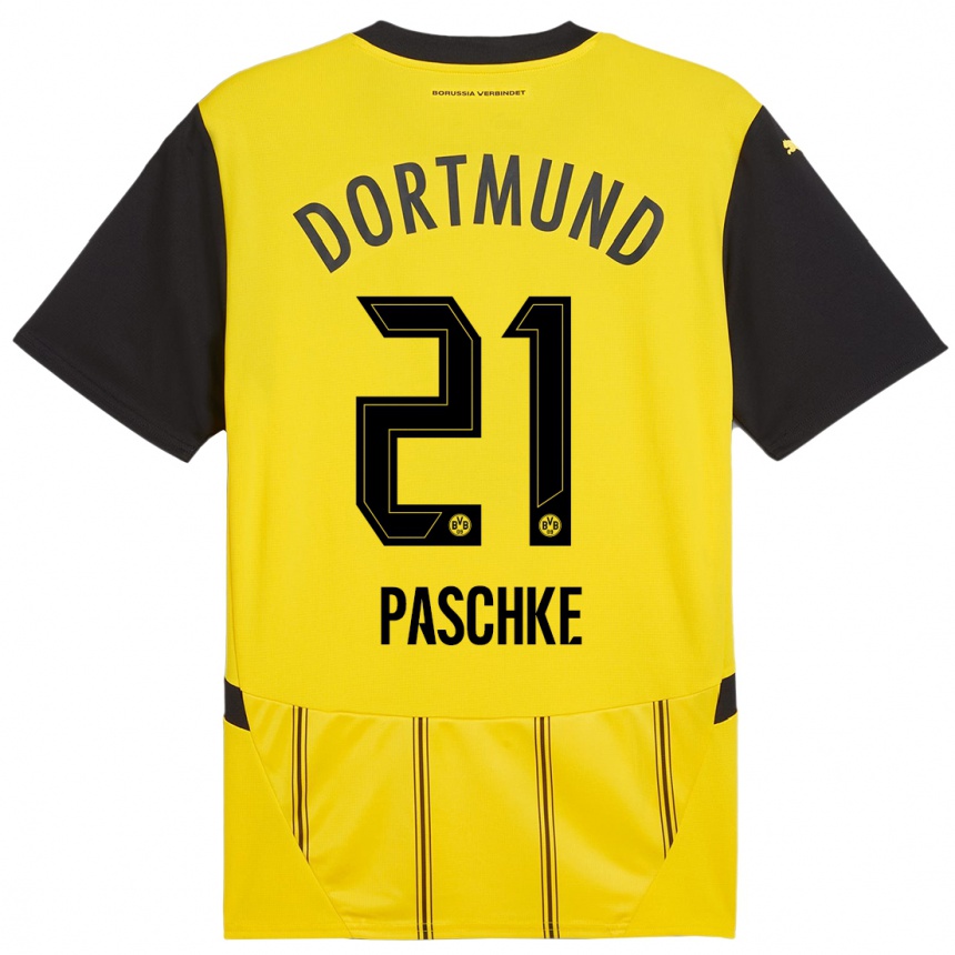 Enfant Football Maillot Felix Paschke #21 Jaune Noir Tenues Domicile 2024/25