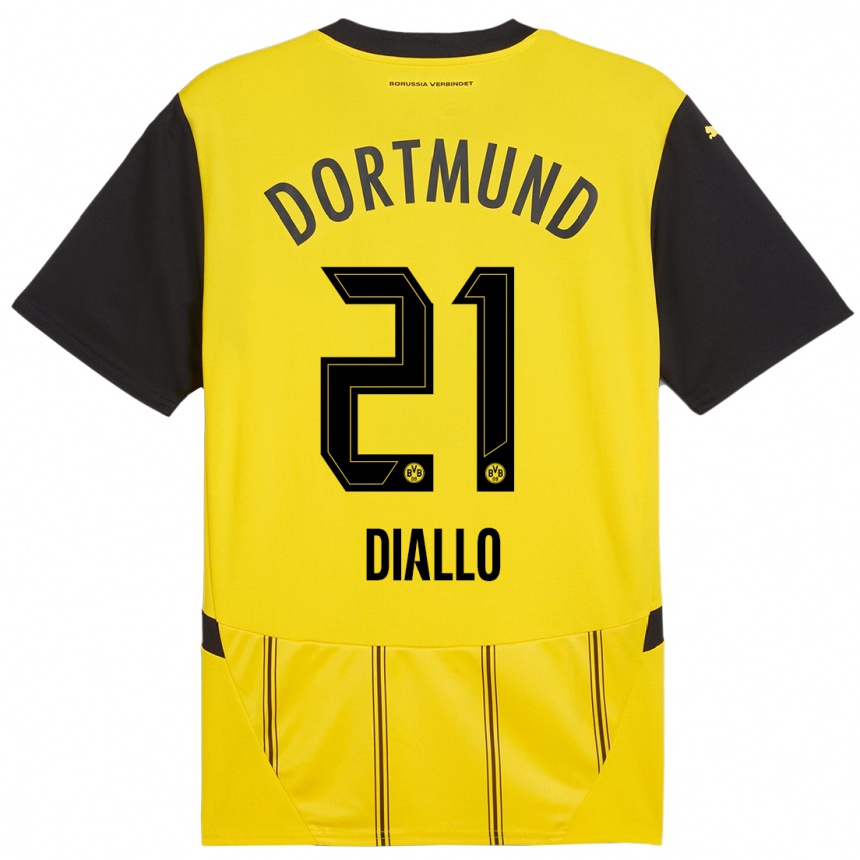 Enfant Football Maillot Ousmane Diallo #21 Jaune Noir Tenues Domicile 2024/25