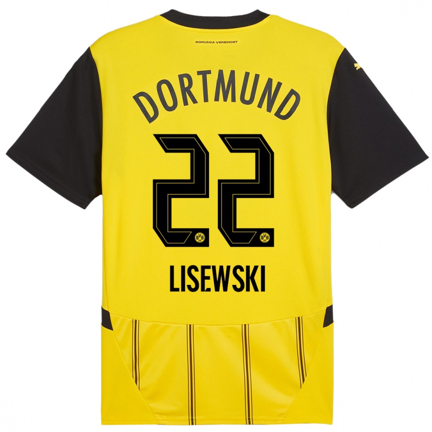 Enfant Football Maillot Robin Lisewski #22 Jaune Noir Tenues Domicile 2024/25