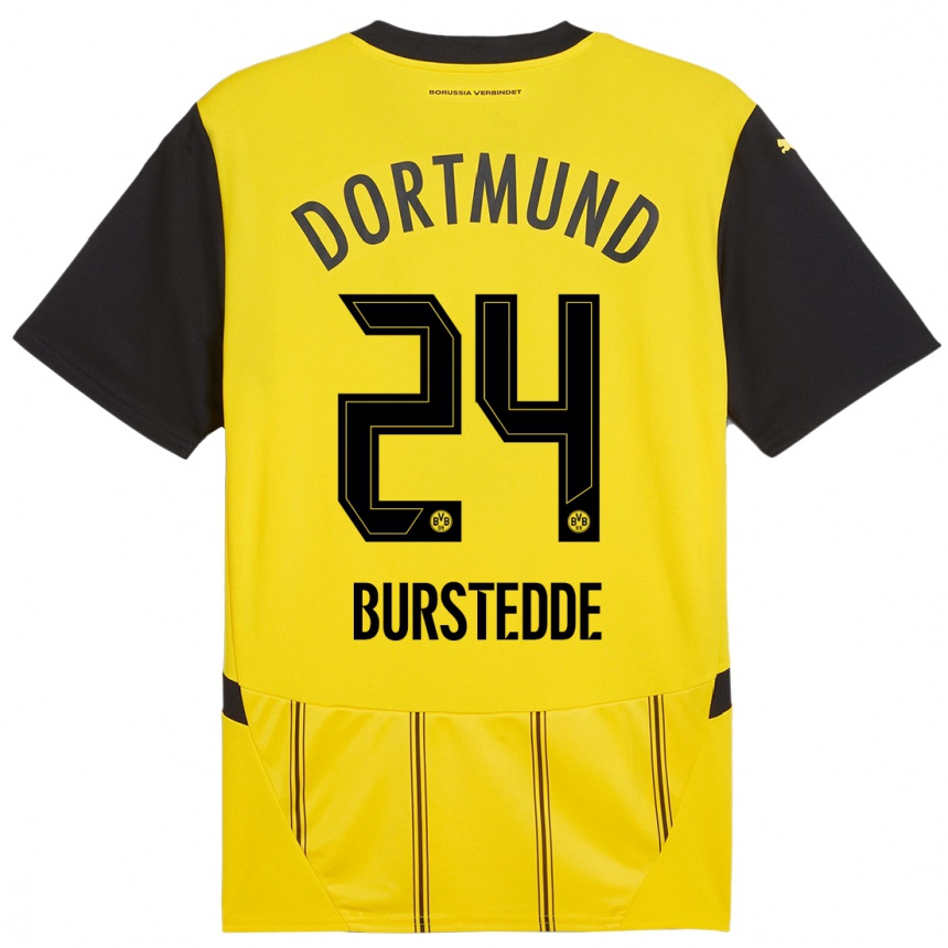 Enfant Football Maillot Joshua Burstedde #24 Jaune Noir Tenues Domicile 2024/25