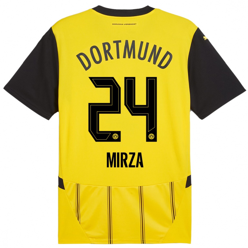 Enfant Football Maillot Marwan-Omir Mirza #24 Jaune Noir Tenues Domicile 2024/25