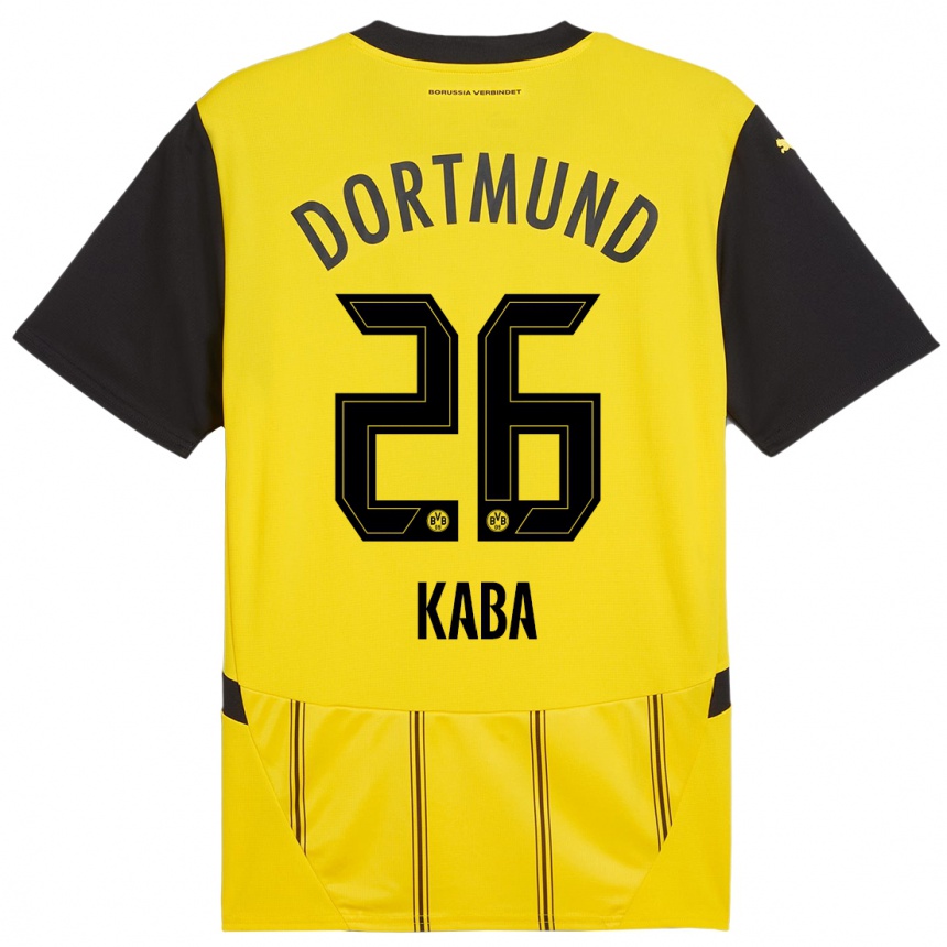 Enfant Football Maillot Mussa Kaba #26 Jaune Noir Tenues Domicile 2024/25