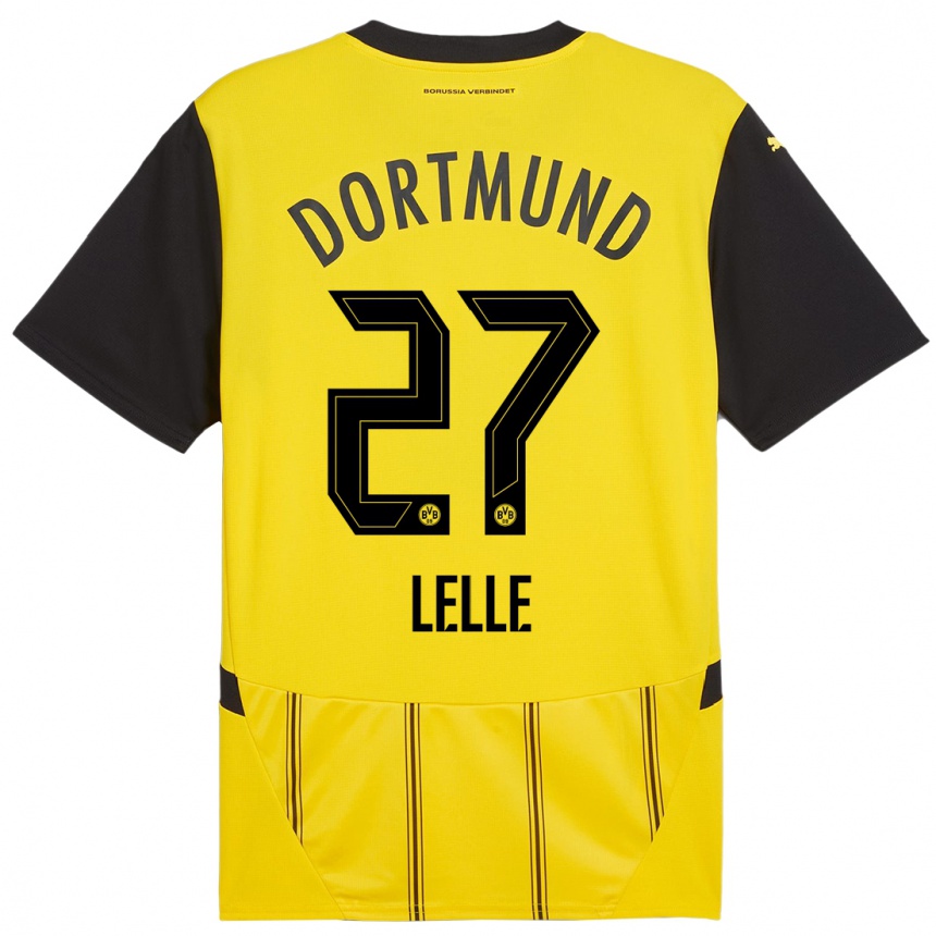 Enfant Football Maillot David Lelle #27 Jaune Noir Tenues Domicile 2024/25