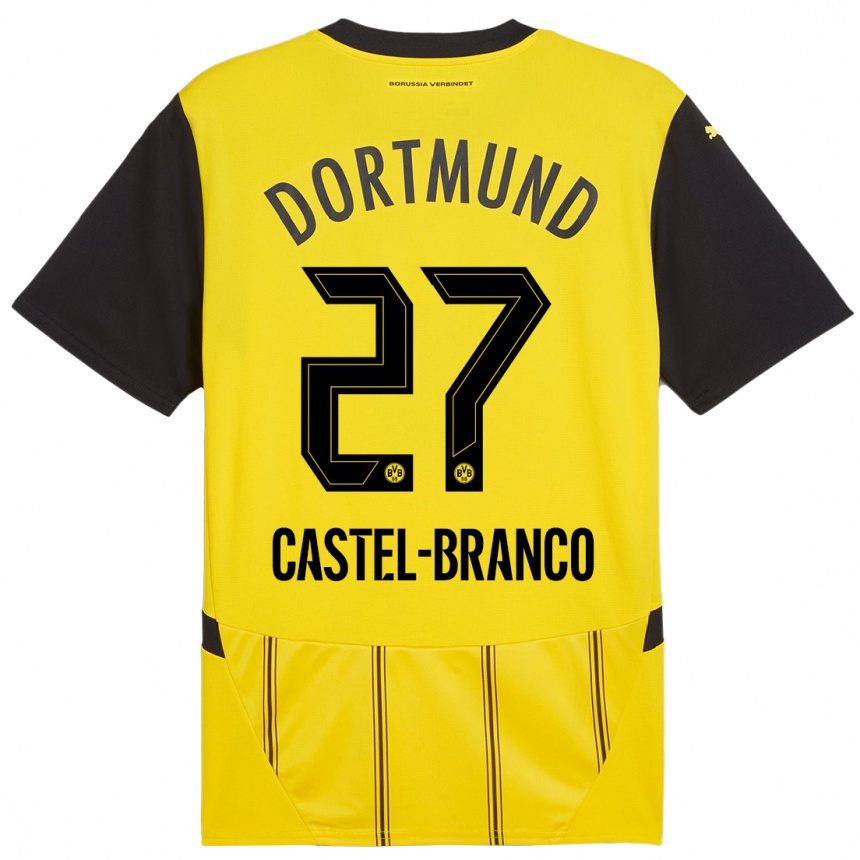 Enfant Football Maillot Diego Castel-Branco #27 Jaune Noir Tenues Domicile 2024/25