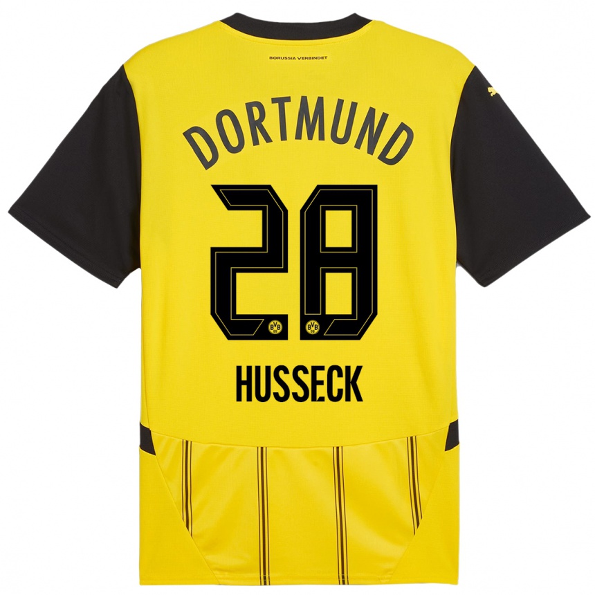 Enfant Football Maillot Jonah Husseck #28 Jaune Noir Tenues Domicile 2024/25