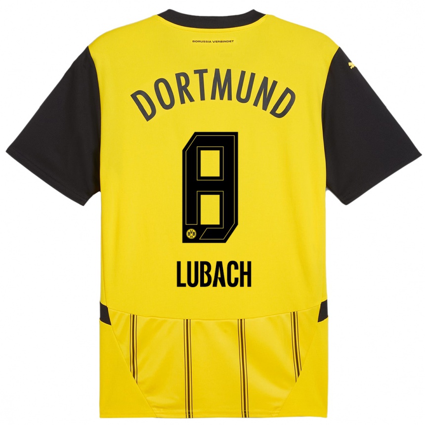 Enfant Football Maillot Rafael Lubach #8 Jaune Noir Tenues Domicile 2024/25