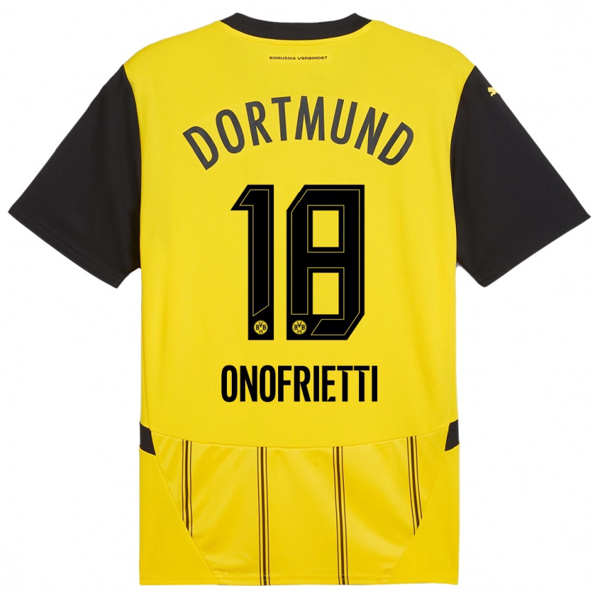 Enfant Football Maillot Vincenzo Onofrietti #18 Jaune Noir Tenues Domicile 2024/25