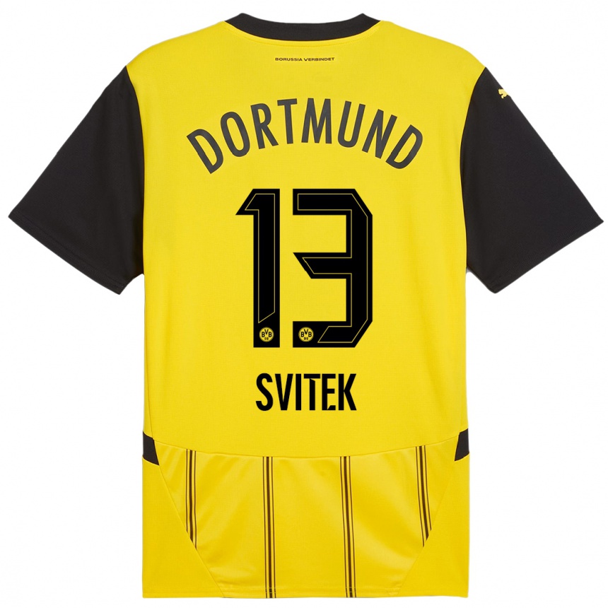 Enfant Football Maillot Leon Svitek #13 Jaune Noir Tenues Domicile 2024/25