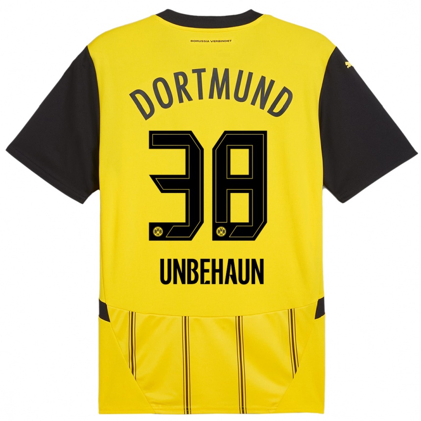 Enfant Football Maillot Luca Unbehaun #38 Jaune Noir Tenues Domicile 2024/25