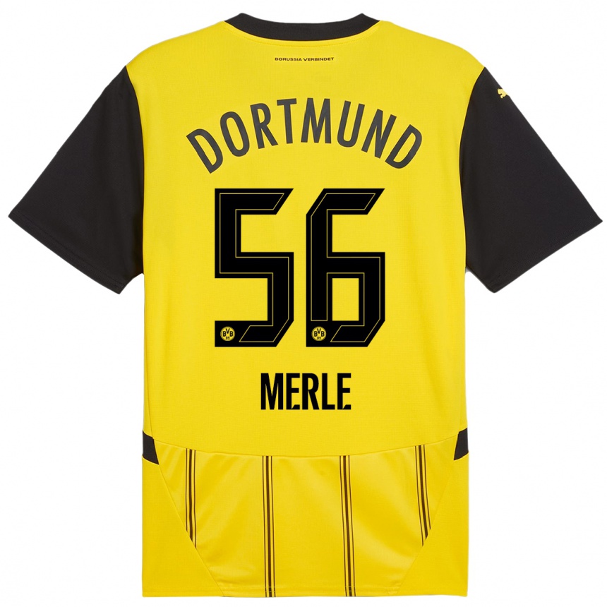 Enfant Football Maillot Albers Merle #56 Jaune Noir Tenues Domicile 2024/25