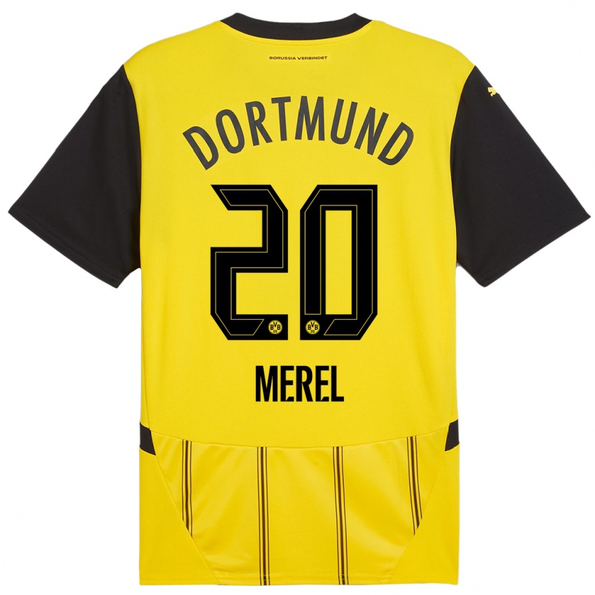 Enfant Football Maillot Freriks Merel #20 Jaune Noir Tenues Domicile 2024/25