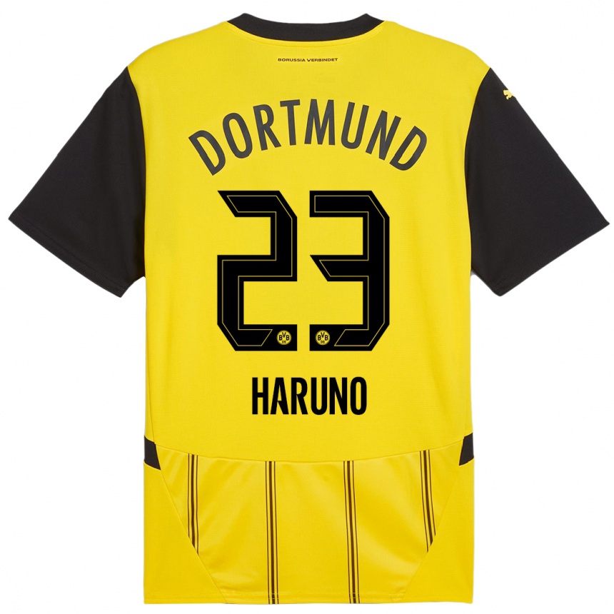 Enfant Football Maillot Sasaki Haruno #23 Jaune Noir Tenues Domicile 2024/25