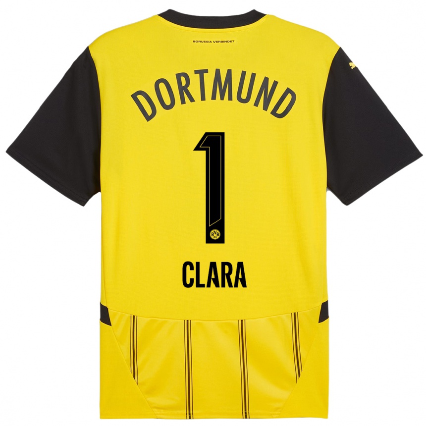 Enfant Football Maillot Woltering Clara #1 Jaune Noir Tenues Domicile 2024/25