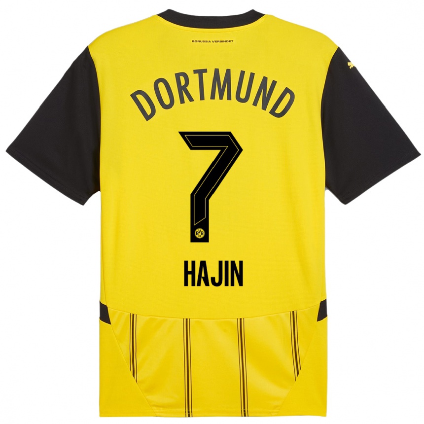 Enfant Football Maillot So Hajin #7 Jaune Noir Tenues Domicile 2024/25