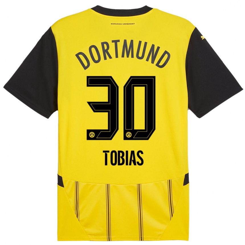 Enfant Football Maillot Vogt Tobias #30 Jaune Noir Tenues Domicile 2024/25