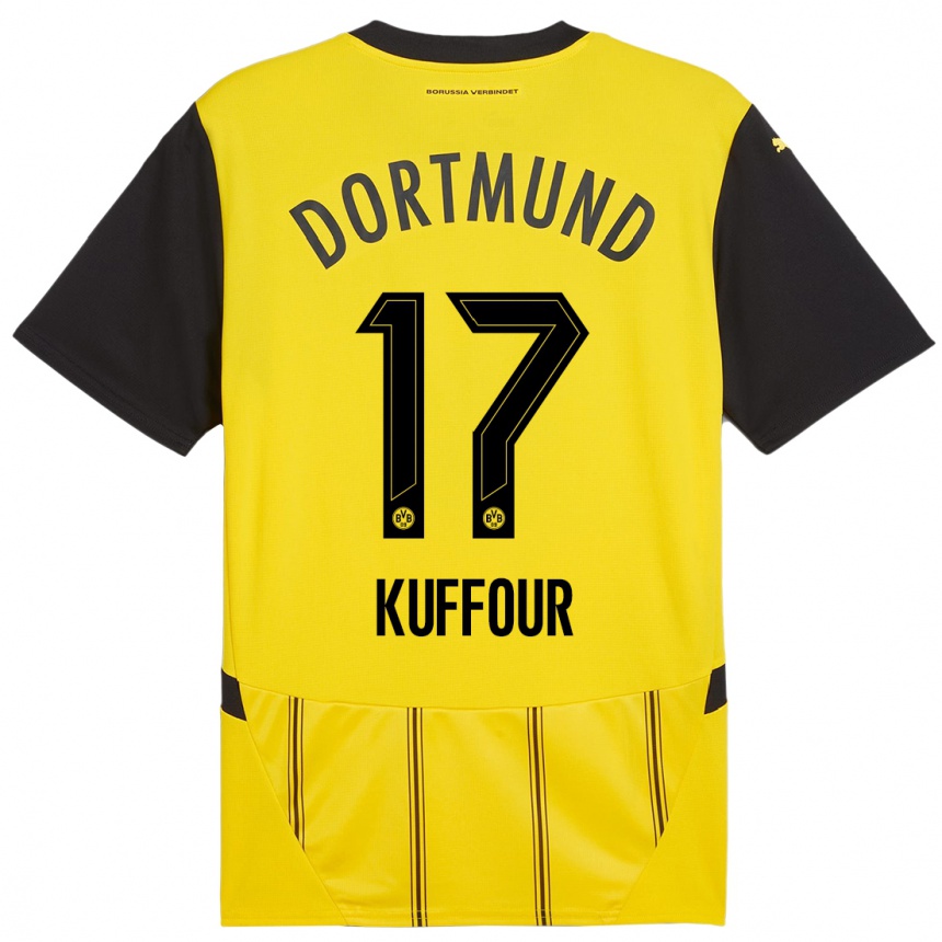 Enfant Football Maillot Lloyd-Addo Kuffour #17 Jaune Noir Tenues Domicile 2024/25