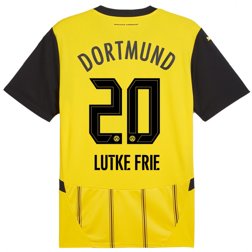 Enfant Football Maillot Dennis Lutke-Frie #20 Jaune Noir Tenues Domicile 2024/25