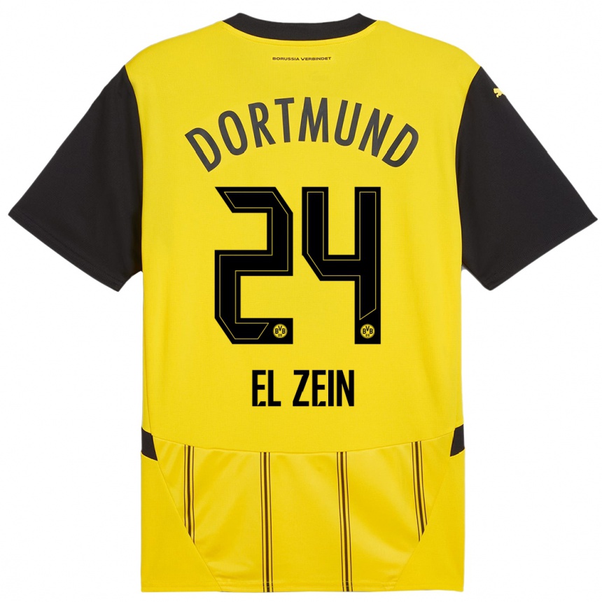 Enfant Football Maillot Abu-Bekir Omer El-Zein #24 Jaune Noir Tenues Domicile 2024/25