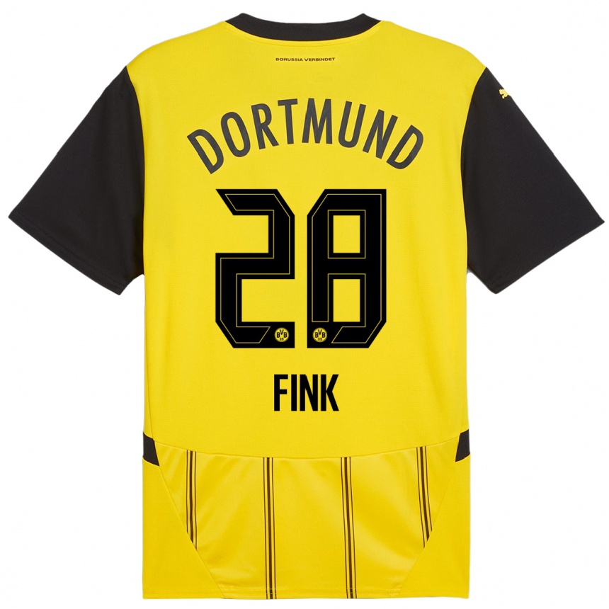 Enfant Football Maillot Bradley Fink #28 Jaune Noir Tenues Domicile 2024/25