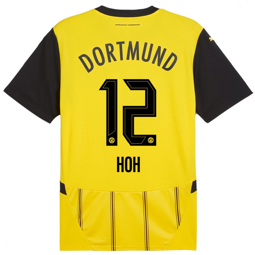 Enfant Football Maillot Hendrik Hoh #12 Jaune Noir Tenues Domicile 2024/25