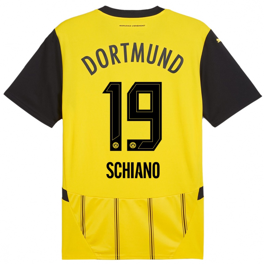 Enfant Football Maillot Emilio Schiano #19 Jaune Noir Tenues Domicile 2024/25