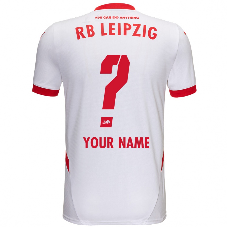 Enfant Football Maillot Votre Nom #0 Blanc Rouge Tenues Domicile 2024/25