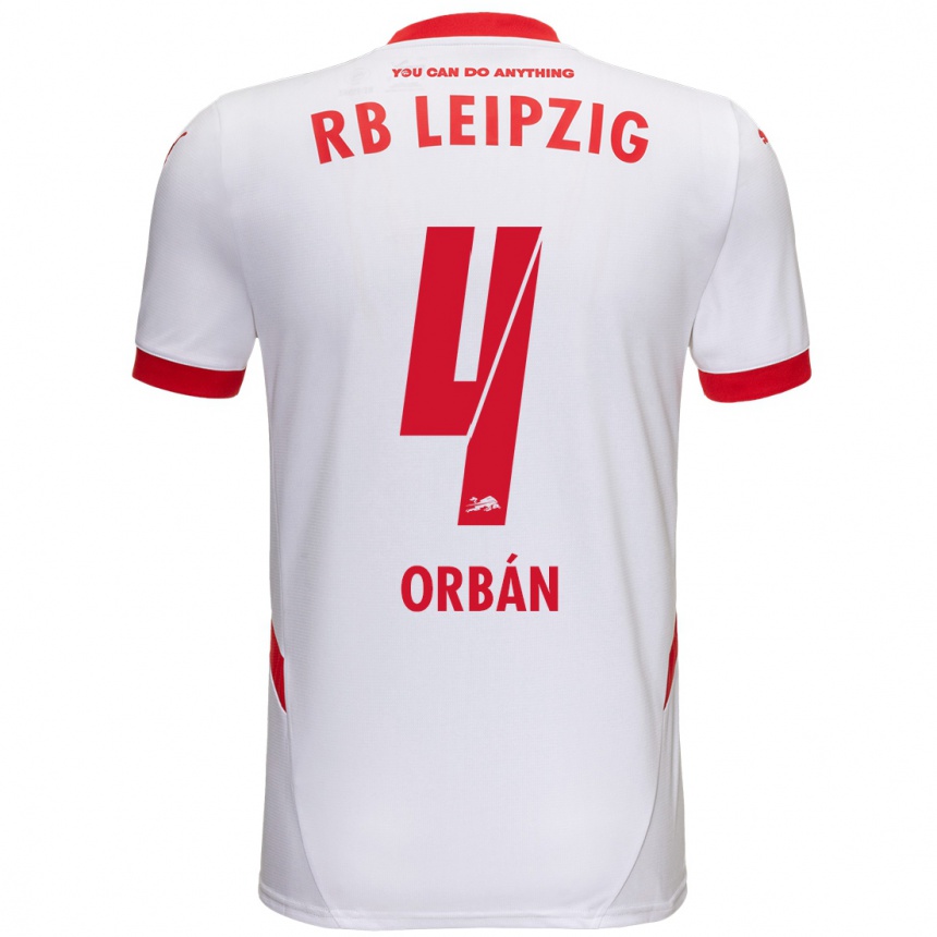 Enfant Football Maillot Willi Orbán #4 Blanc Rouge Tenues Domicile 2024/25