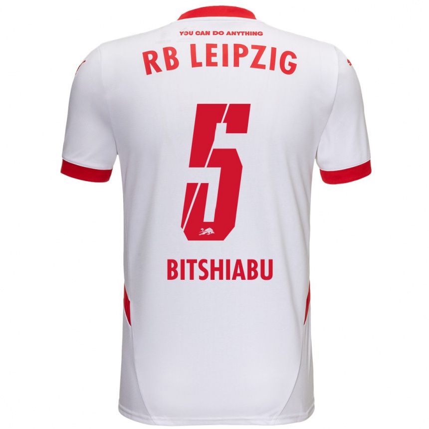 Enfant Football Maillot El Chadaille Bitshiabu #5 Blanc Rouge Tenues Domicile 2024/25