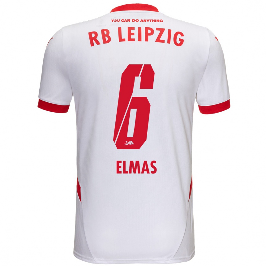 Enfant Football Maillot Eljif Elmas #6 Blanc Rouge Tenues Domicile 2024/25