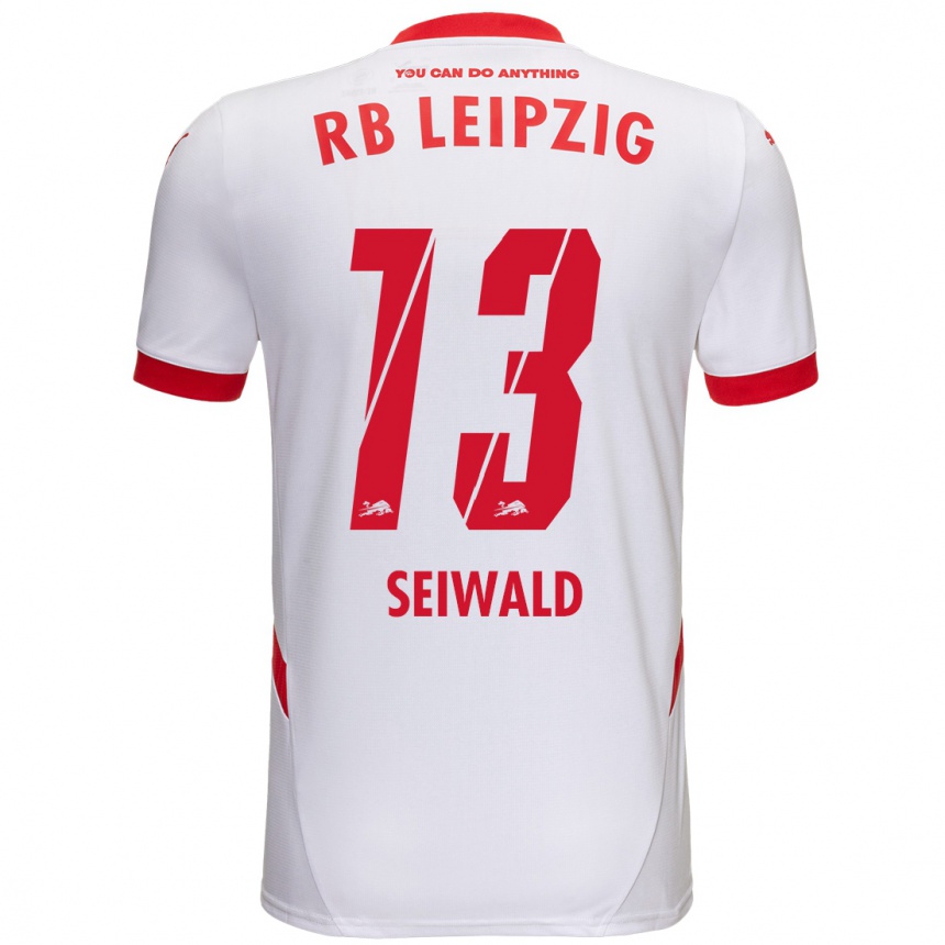 Enfant Football Maillot Nicolas Seiwald #13 Blanc Rouge Tenues Domicile 2024/25