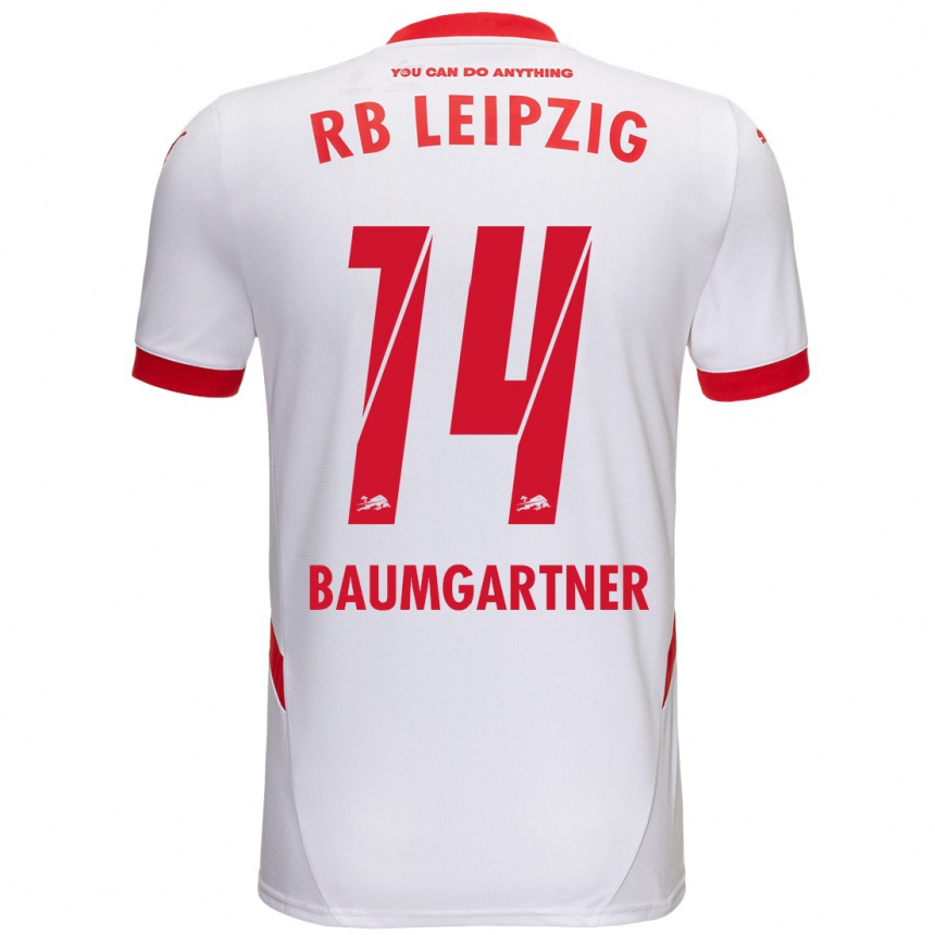 Enfant Football Maillot Christoph Baumgartner #14 Blanc Rouge Tenues Domicile 2024/25