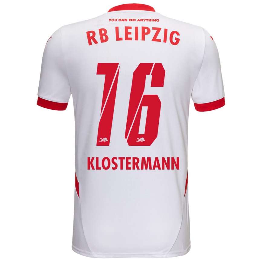 Enfant Football Maillot Lukas Klostermann #16 Blanc Rouge Tenues Domicile 2024/25