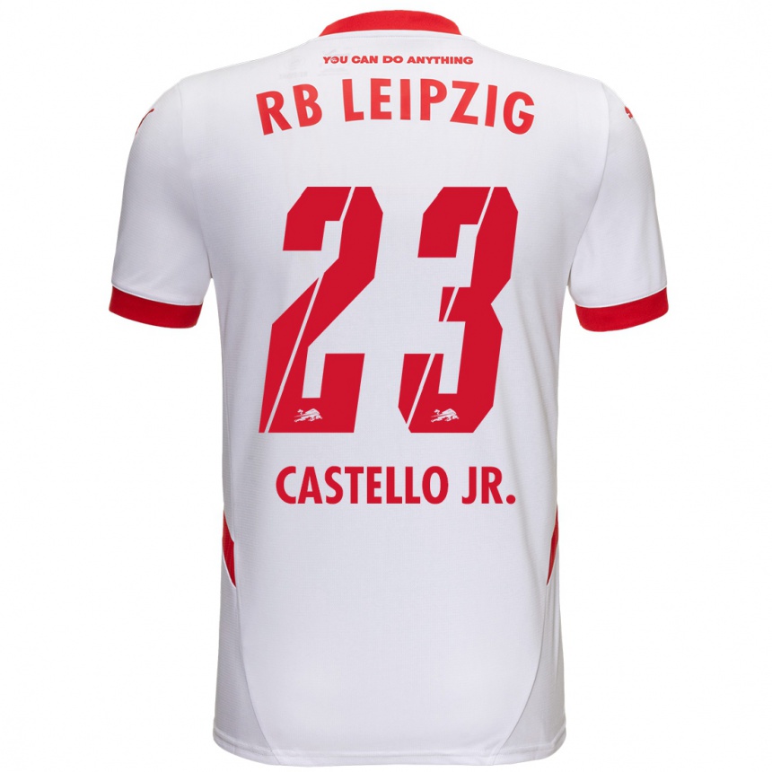 Enfant Football Maillot Castello Lukeba #23 Blanc Rouge Tenues Domicile 2024/25