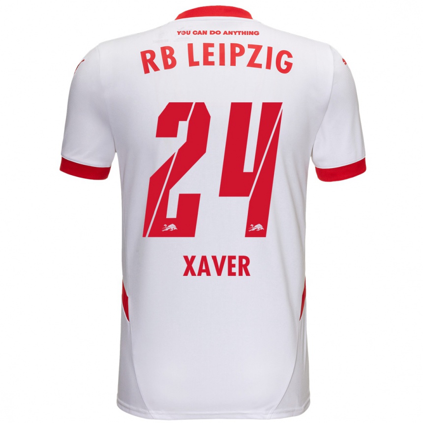 Enfant Football Maillot Xaver Schlager #24 Blanc Rouge Tenues Domicile 2024/25