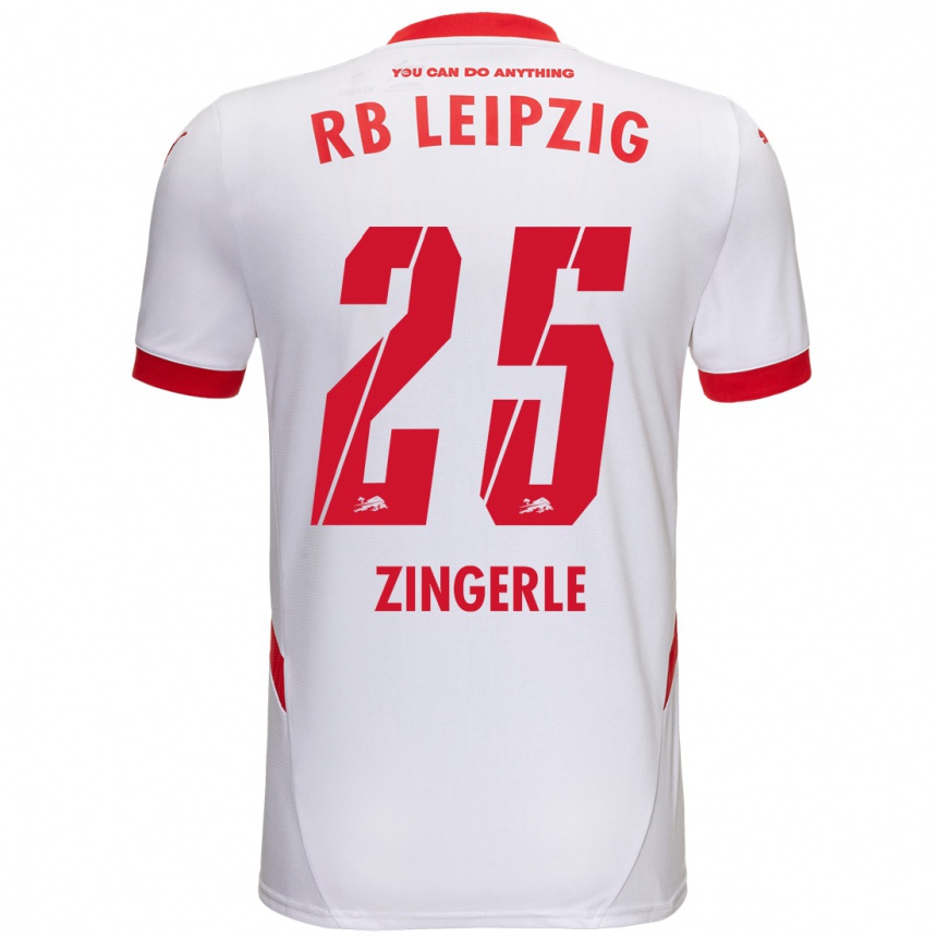 Enfant Football Maillot Leopold Zingerle #25 Blanc Rouge Tenues Domicile 2024/25