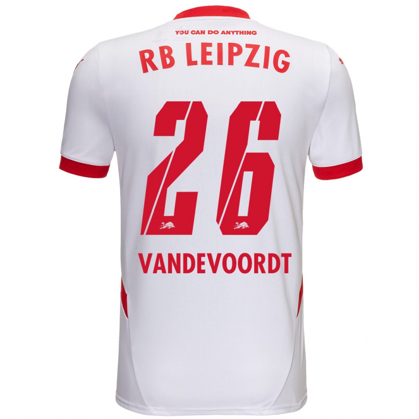 Enfant Football Maillot Maarten Vandevoordt #26 Blanc Rouge Tenues Domicile 2024/25